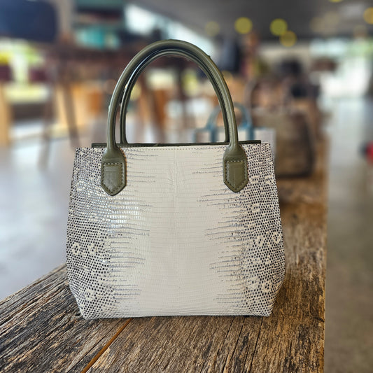 MINI DAY BAG NATURAL GENUINE LIZARD WITH POPLAR SUEDE