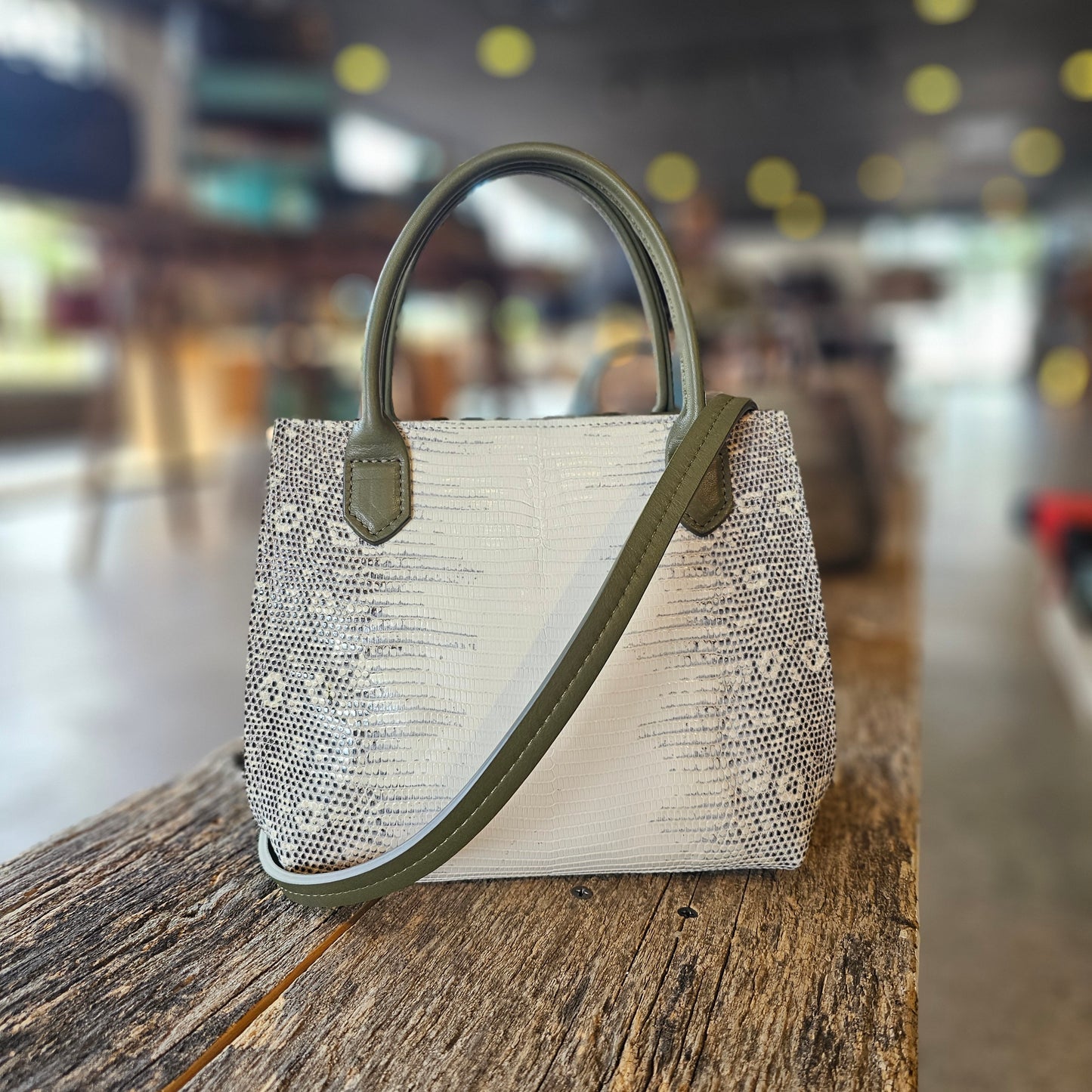 MINI DAY BAG NATURAL GENUINE LIZARD WITH POPLAR SUEDE