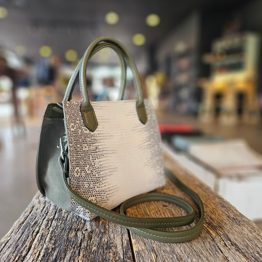 MINI DAY BAG NATURAL GENUINE LIZARD WITH POPLAR SUEDE