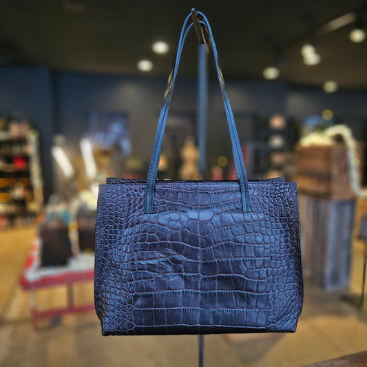 STRAPPY DAYBAG ESPRESSO EMBOSSED GATOR