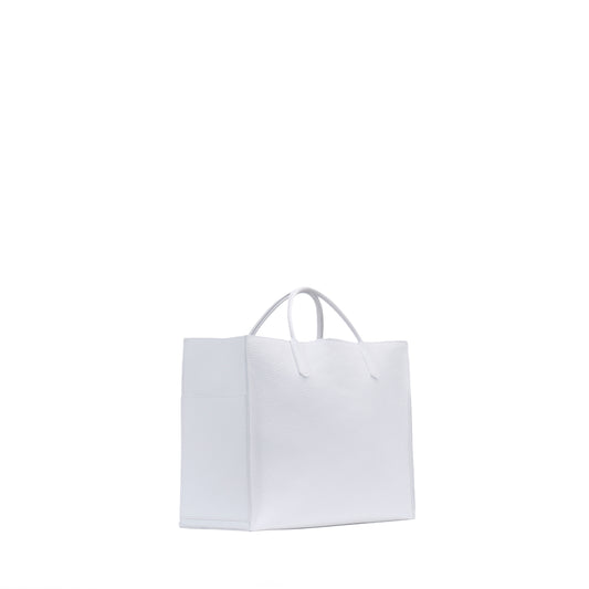 BIG HARBOR TOTE SNOWY WHITE PEBBLED CALF