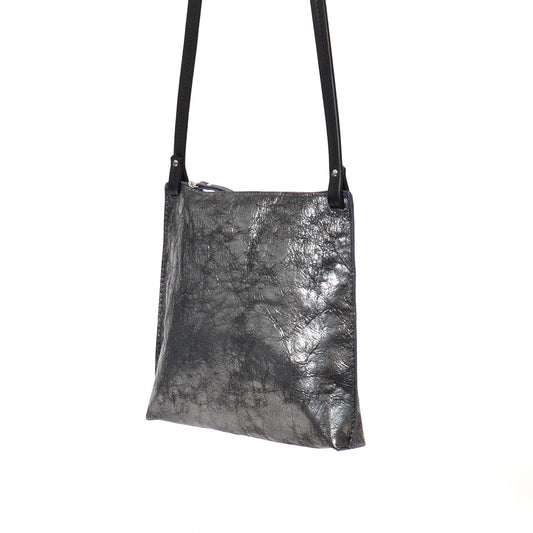 LARGE STRAPPY DISTRESSED GUNMETAL SHEEPSKIN