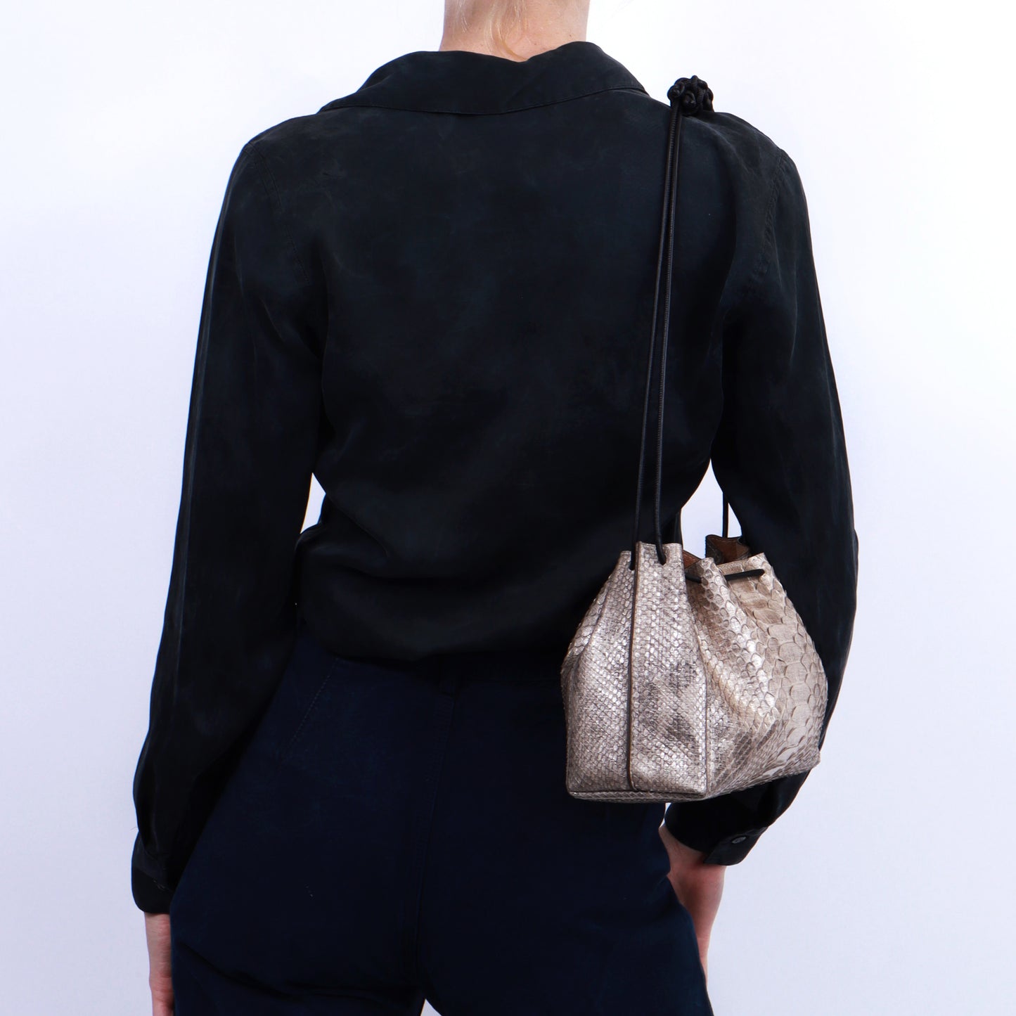 MINI DRAWSTRING BAG OBSIDIAN PYTHON