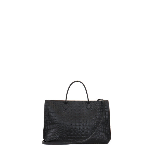 DAY BAG MATTE BLACK EMBOSSED CROC