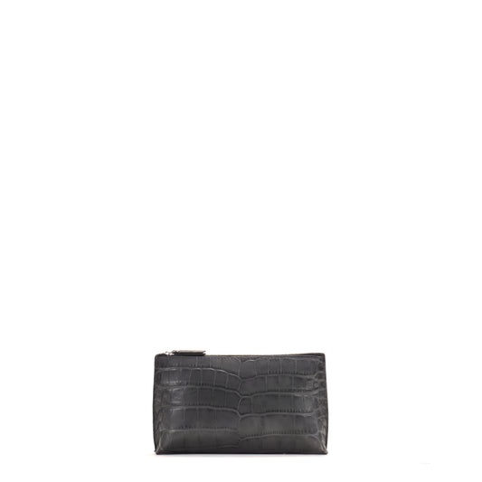 ESSENTIAL POUCH SMOKY BLACK EMBOSSED GATOR