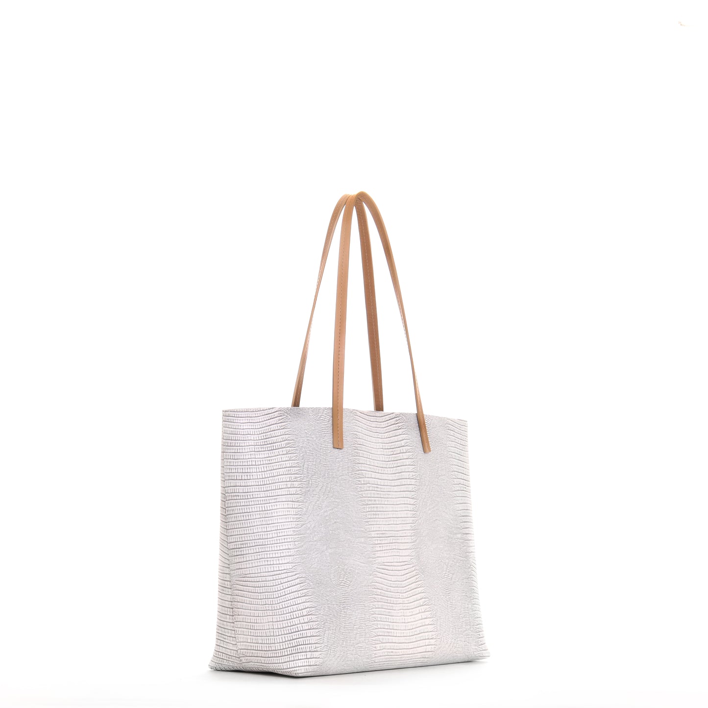 ESSENTIAL TOTE ANTIQUE WHITE EMBOSSED LIZARD