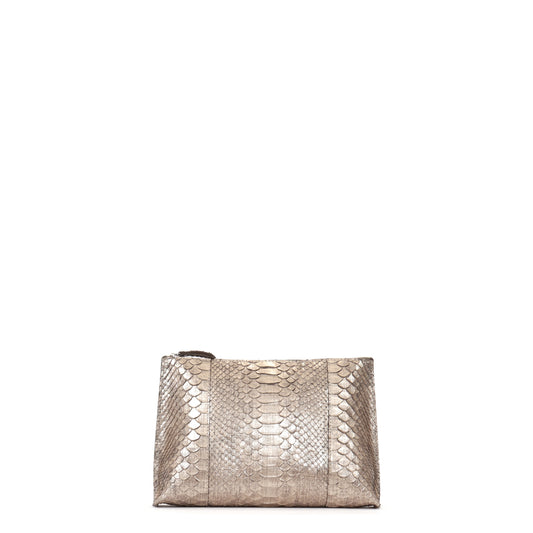 EVERYDAY POUCH SILVER LINEN PYTHON