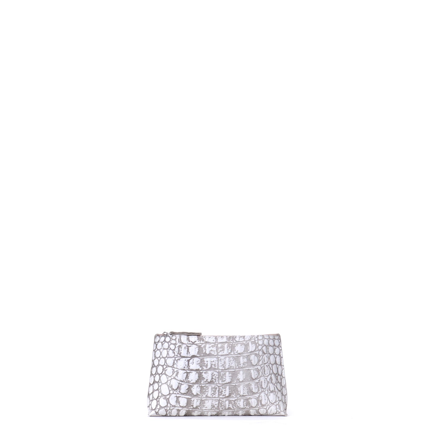 LIPSTICK POUCH WHITE MIST EMBOSSED CROC