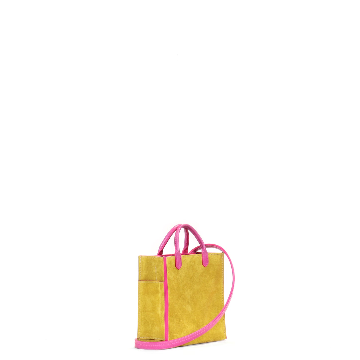 MICRO HARBOR TOTE CITRON SUEDE WITH PINK