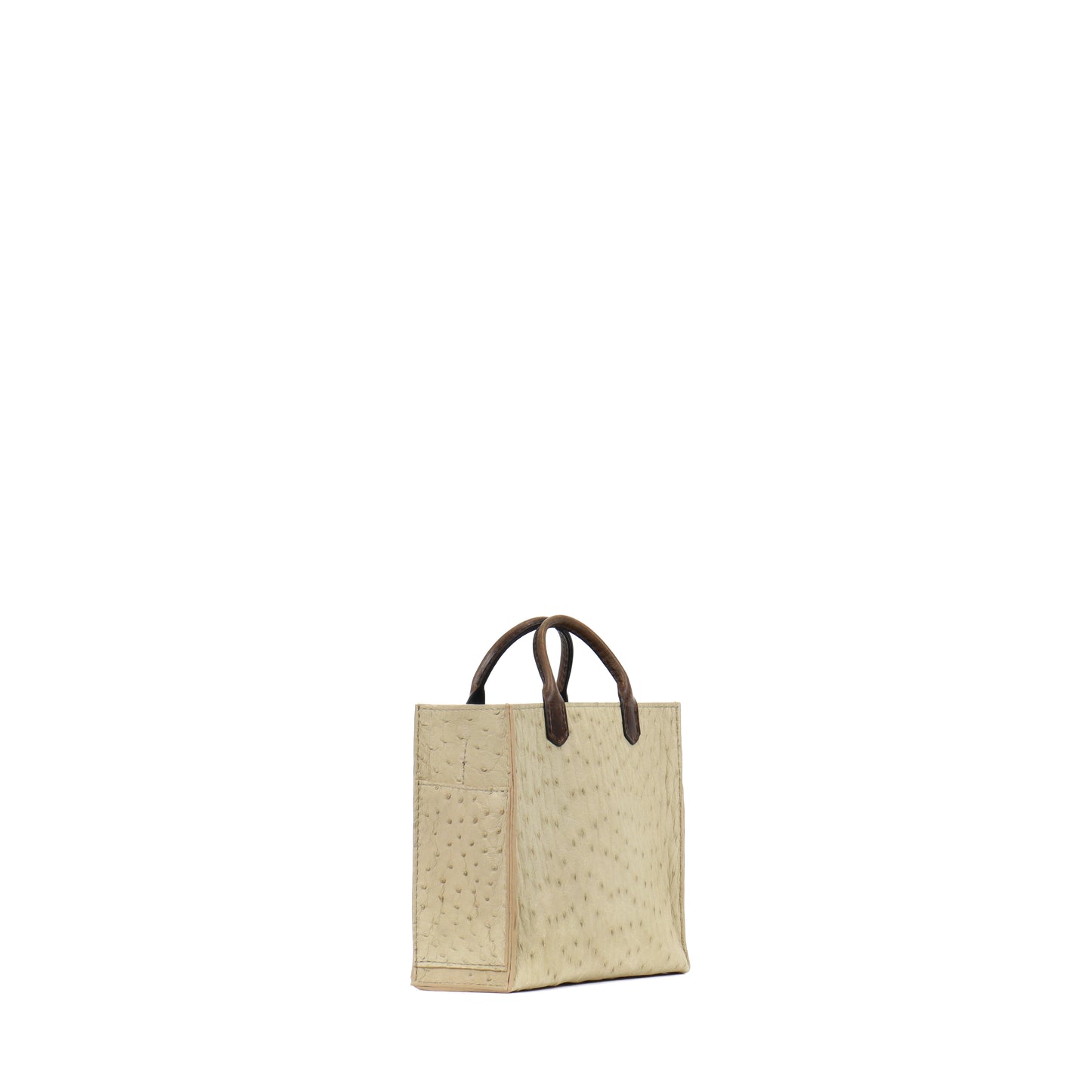 MICRO HARBOR TOTE KHAKI GENUINE OSTRICH