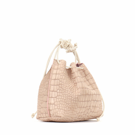 MINI DRAWSTRING BAG BUFF SUEDED CROCO