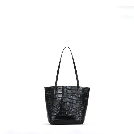 MINI ESSENTIAL TOTE BLACK EMBOSSED GATOR