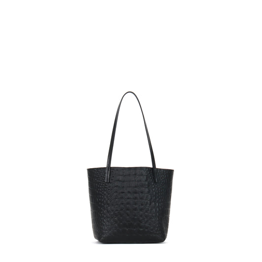 MINI ESSENTIAL TOTE MATTE BLACK EMBOSSED CROC