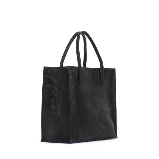 MINI HARBOR TOTE BLACK RUMPLED SHEEPSKIN