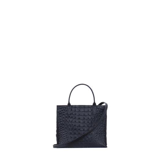 MINI HARBOR TOTE MATTE BLACK EMBOSSED CROC
