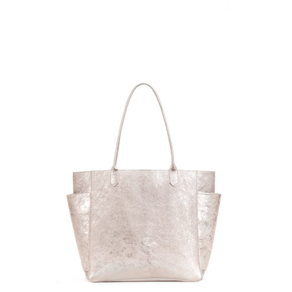 SLOUCHY POCKET TOTE CRINKLED SILVER