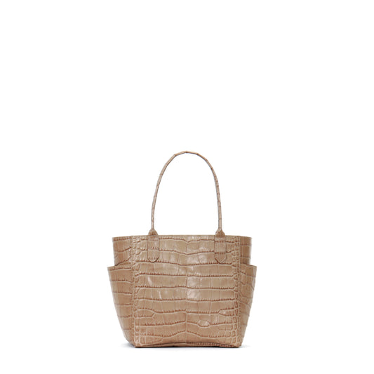 SMALL POCKET TOTE LATTE EMBOSSED GATOR
