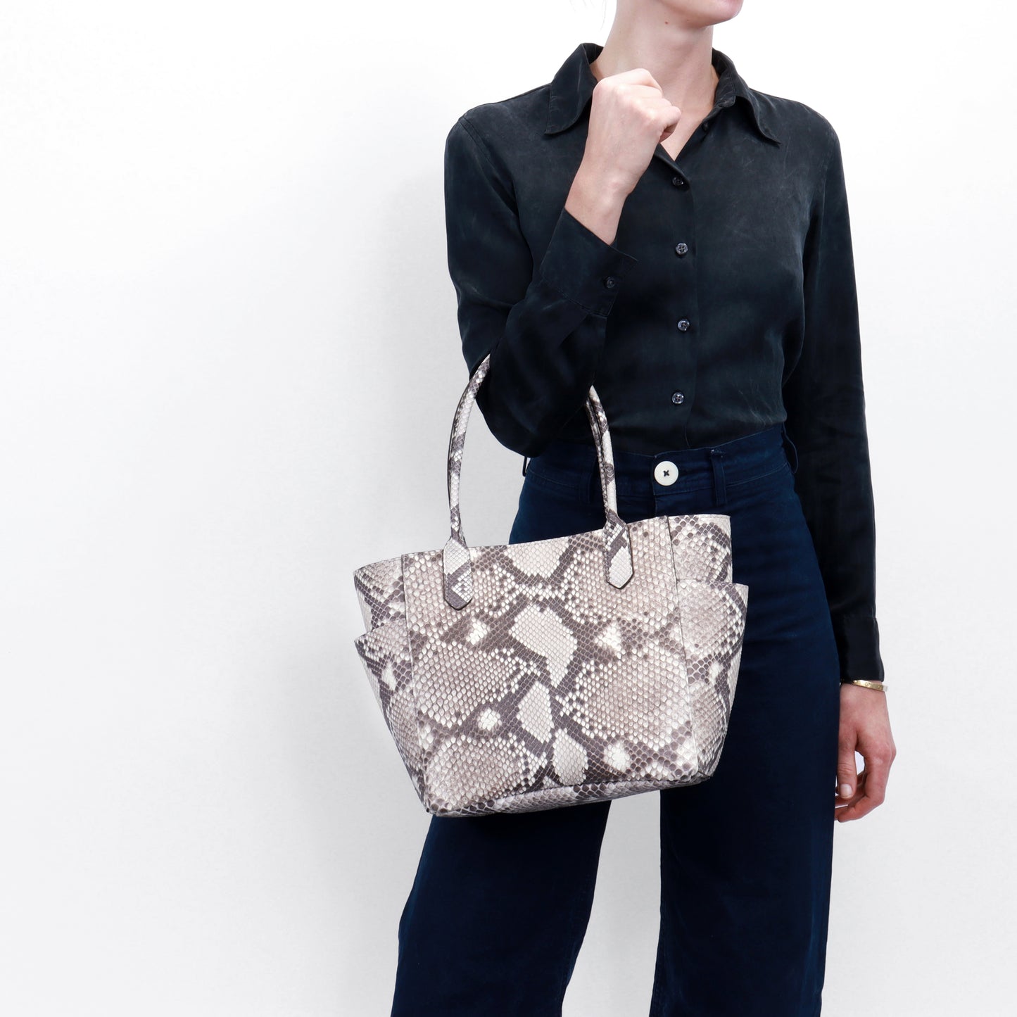 SMALL POCKET TOTE JUNGLE PEBBLED CALF