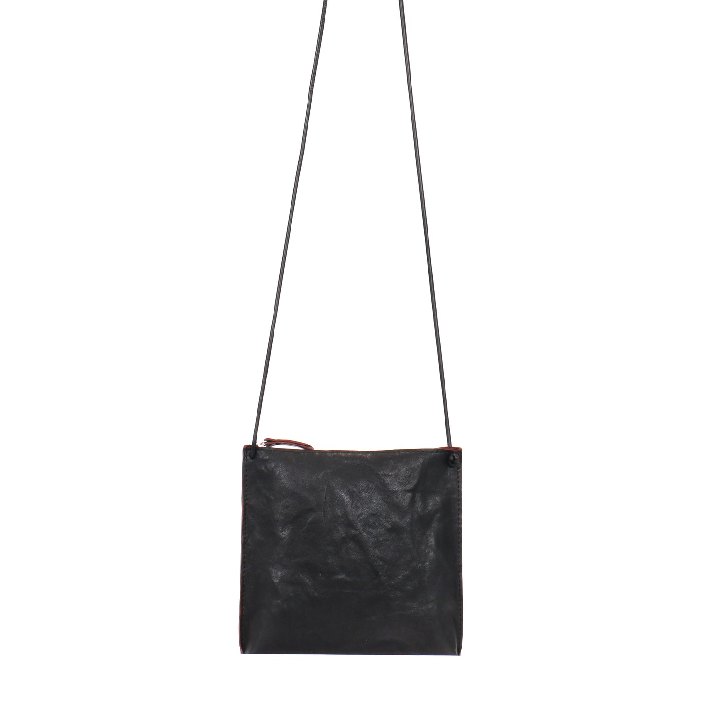 STRAPPY POUCH BLACK RUMPLED SHEEPSKIN