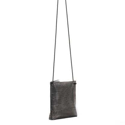 STRAPPY POUCH SMOKY BLACK EMBOSSED GATOR