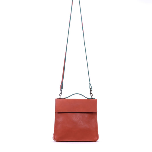 TOP HANDLE CROSSBODY TERRACOTTA ITALIAN LAMB
