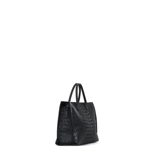 DAY BAG MATTE BLACK EMBOSSED CROC