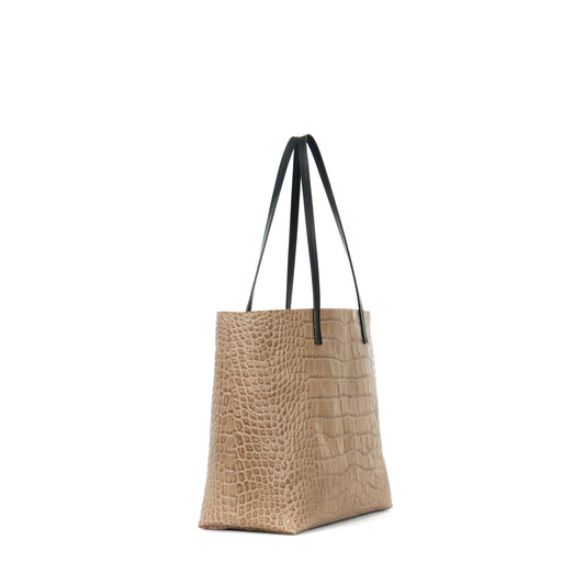 ESSENTIAL TOTE LATTE EMBOSSED GATOR