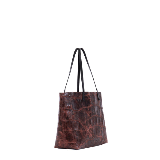 ESSENTIAL TOTE VINTAGE SANGRIA EMBOSSED JUMBO GATOR