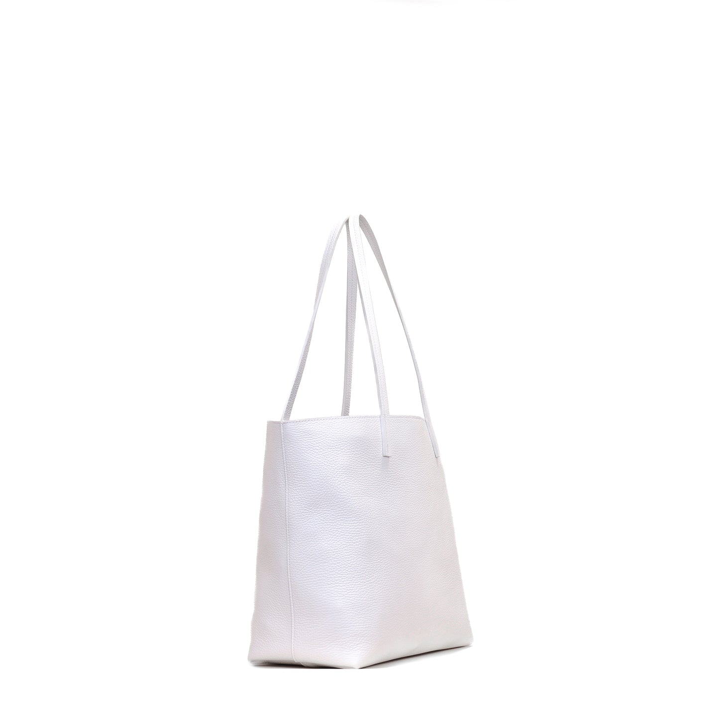 ESSENTIAL TOTE SNOWY WHITE PEBBLED CALF