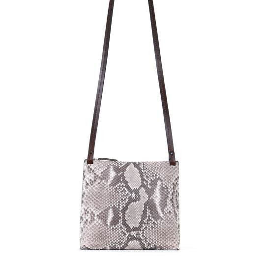 LARGE STRAPPY POUCH NATURAL PYTHON