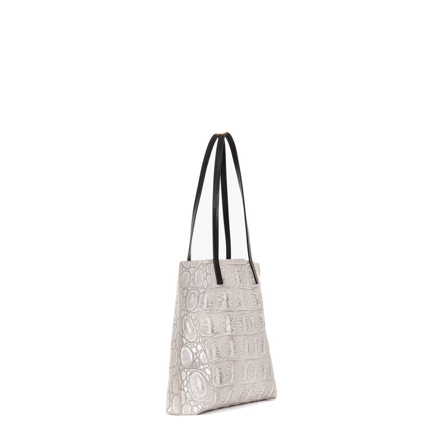 MEZZO SHOPPER SILVER TIPPED EMBOSSED MONSTER CROC