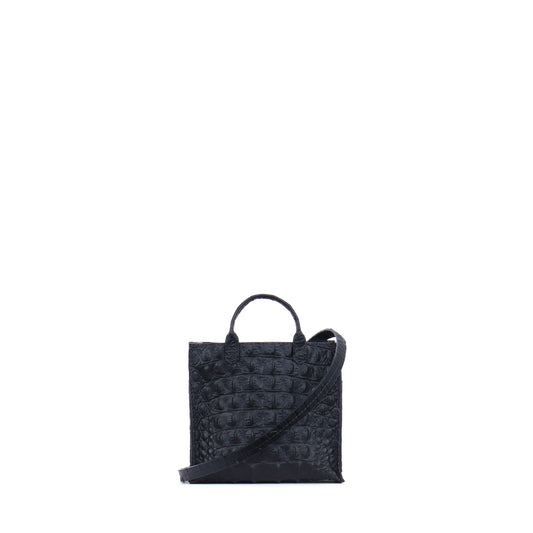 MICRO HARBOR TOTE MATTE BLACK EMBOSSED CROC