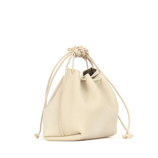MINI DRAWSTRING BAG EGGSHELL PEBBLED CALF