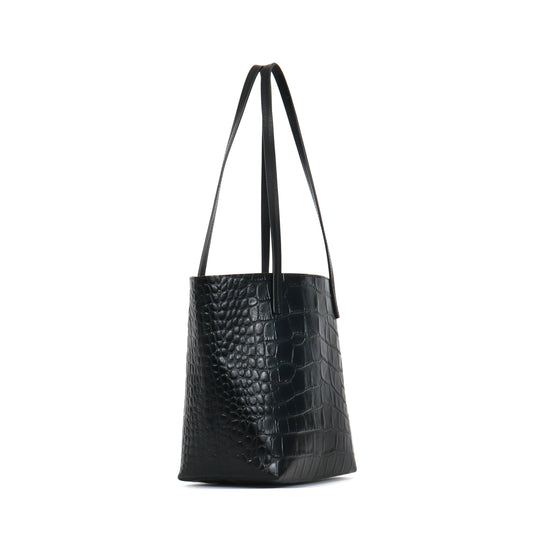 MINI ESSENTIAL TOTE BLACK EMBOSSED GATOR