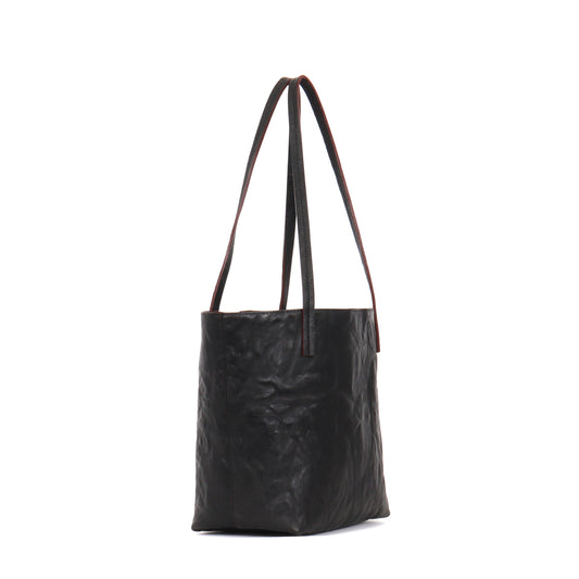 MINI ESSENTIAL TOTE BLACK RUMPLED SHEEPSKIN