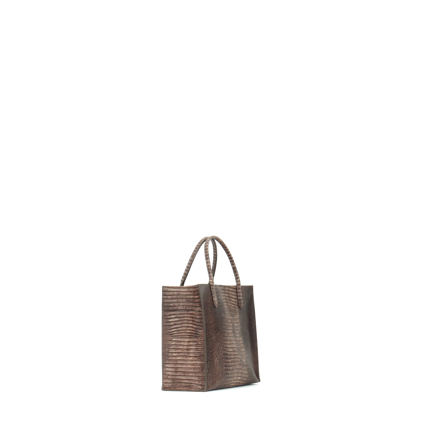 MINI HARBOR TOTE BROWN EMBOSSED LIZARD