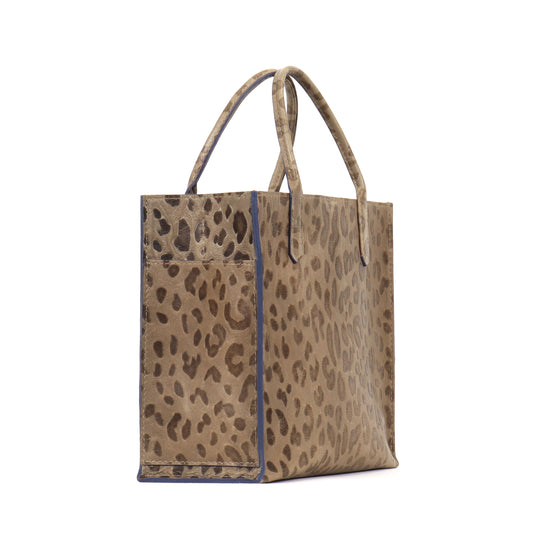 MINI HARBOR TOTE MUSHROOM EMBOSSED LEOPARD