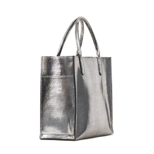 MINI HARBOR TOTE PLATINUM EMBOSSED LIZARD