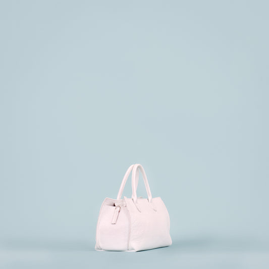 SMALL DAY BAG SNOWY WHITE PEBBLED CALF