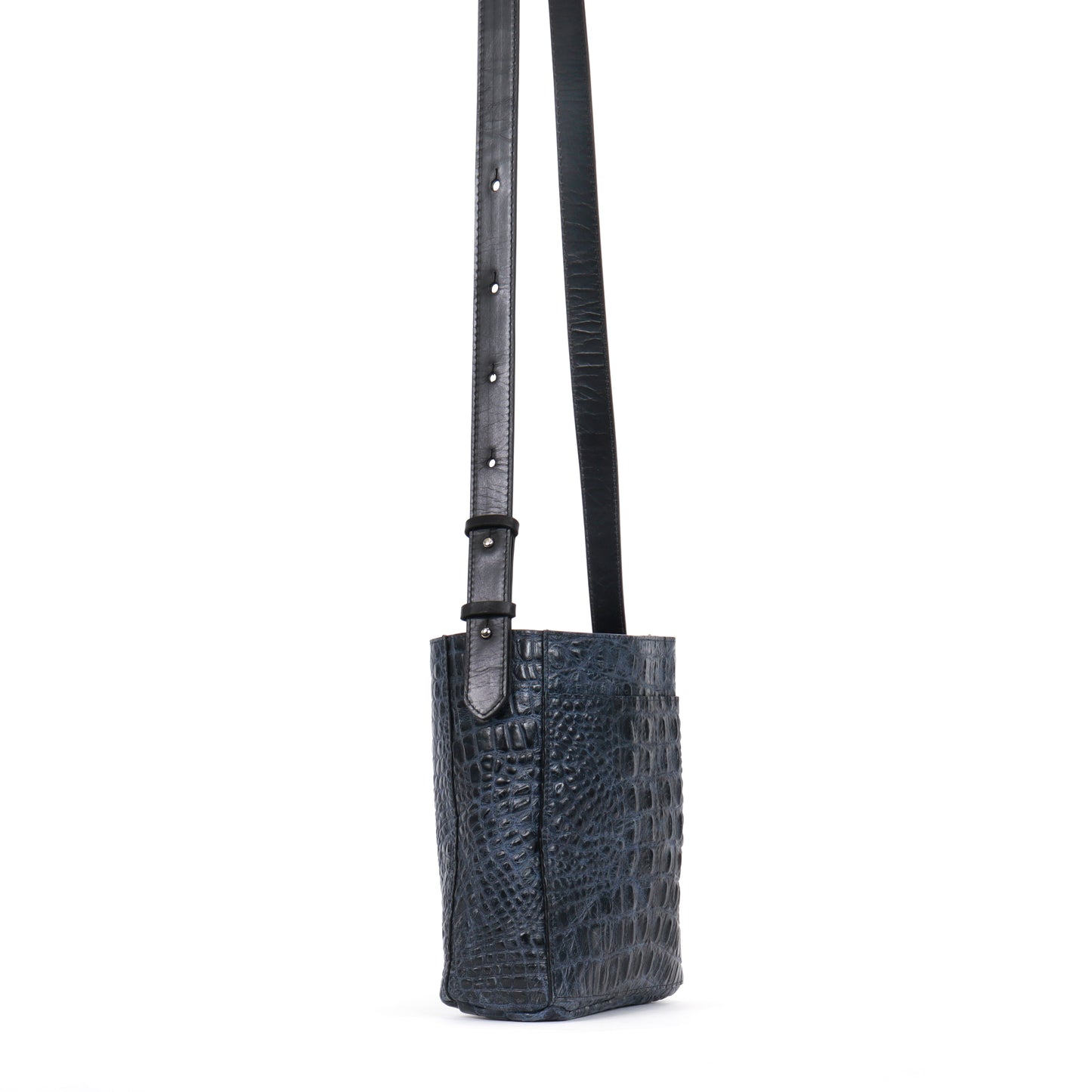 SMALL FRONT POCKET MESSENGER DARK NAVY EMBOSSED CROC