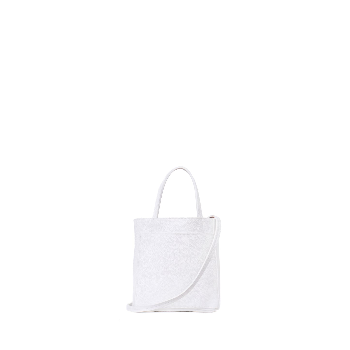 SMALL FRONT POCKET TOTE SNOWY WHITE PEBBLED CALF