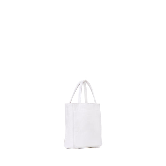 SMALL FRONT POCKET TOTE SNOWY WHITE PEBBLED CALF