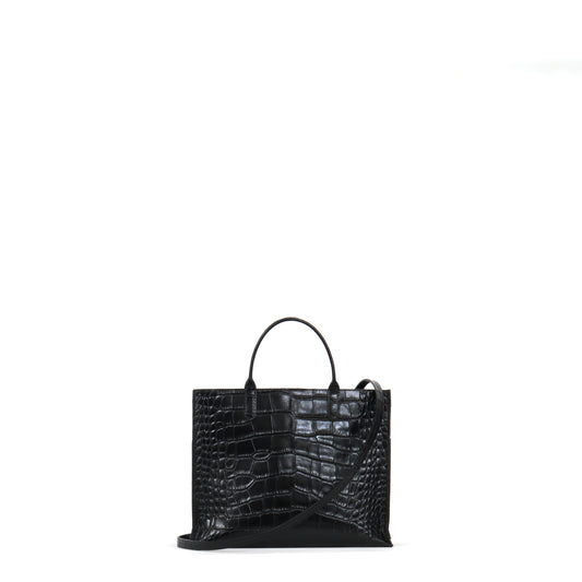 SMALL HARBOR TOTE BLACK EMBOSSED GATOR