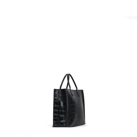 SMALL HARBOR TOTE BLACK EMBOSSED GATOR