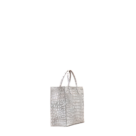 SMALL HARBOR TOTE BONE EMBOSSED CROC