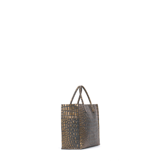 SMALL HARBOR TOTE MOSSY BRONZE EMBOSSED CROC