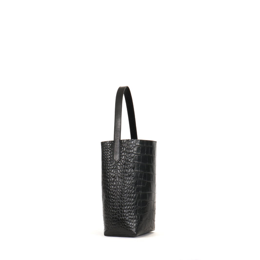 SMALL HOBO BLACK EMBOSSED GATOR