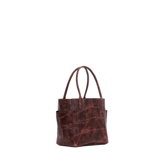 SMALL POCKET TOTE VINTAGE SANGRIA EMBOSSED JUMBO GATOR