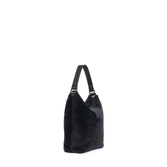 ZIP HOBO BLACK SHEARLING