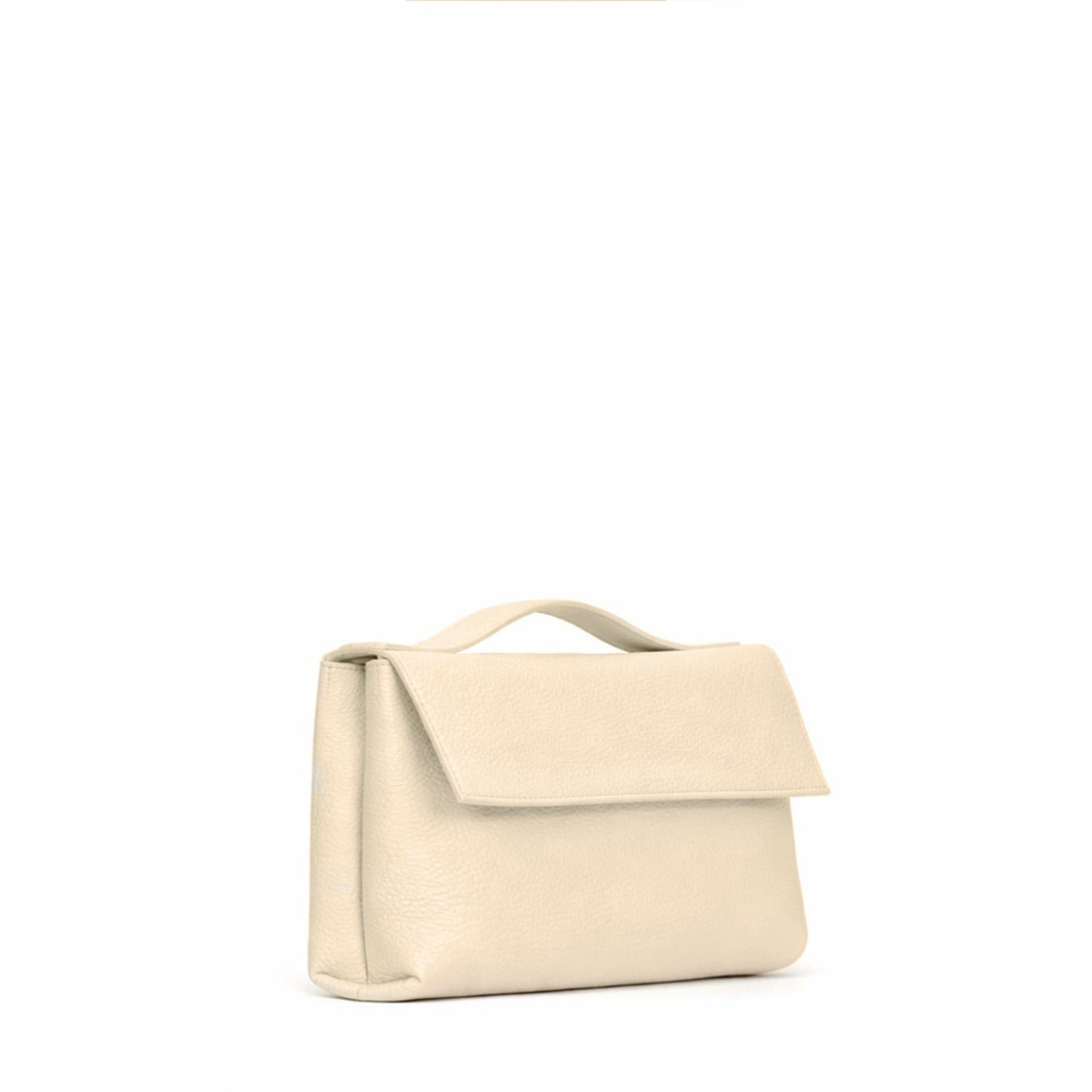 TOP HANDLE CLUTCH EGGSHELL PEBBLED CALF